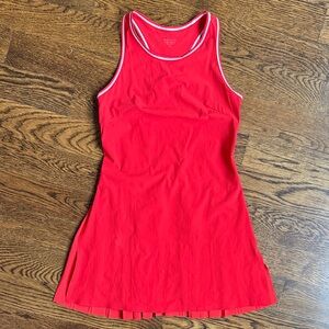 Bright Red Athleta Tank Dress with White Trim